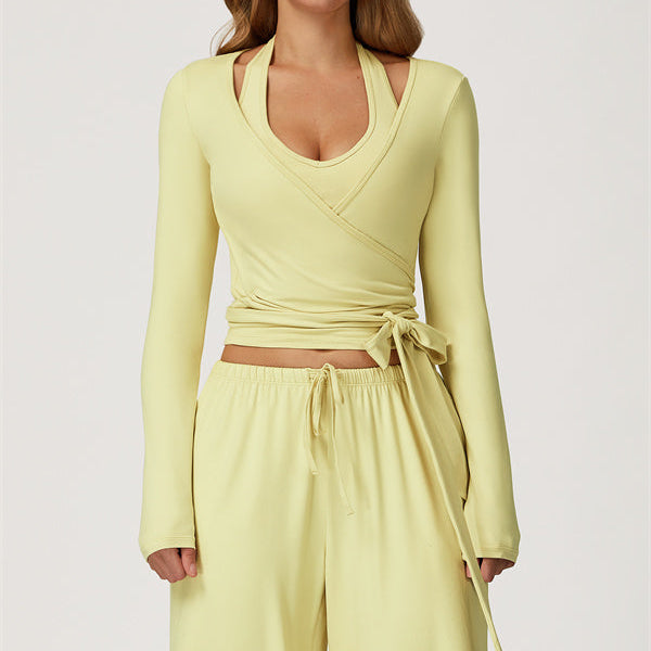 The Sprint Long Sleeve Crop Top Halter Tank Top Sweatpants 3-Piece Set