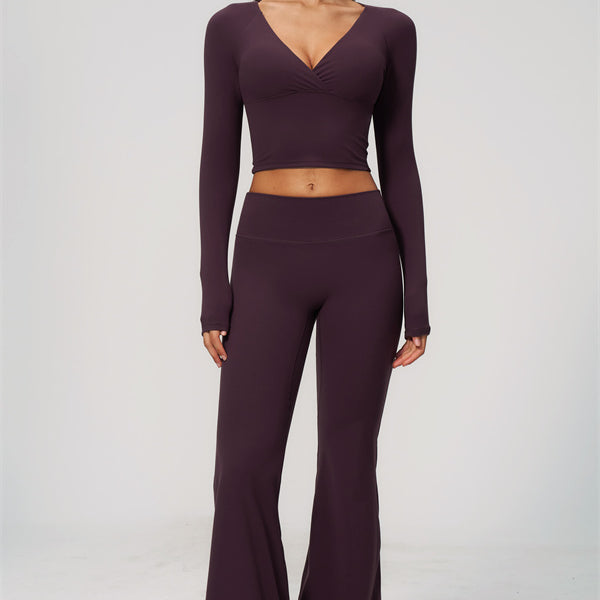 The Lox Long Sleeve Crop top Flared Leggings 2-Piece Set