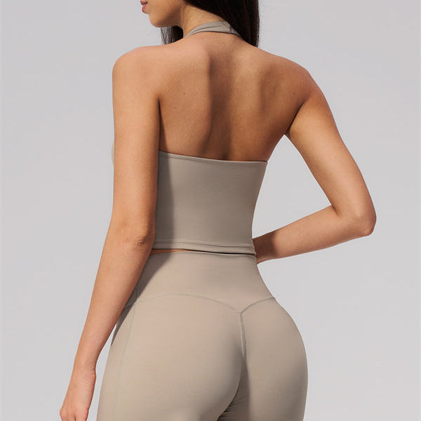 The Twirl Wide Strap Halter Crop Top Straight Leg Pants 2-Piece Set