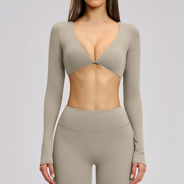 The Zestful Long Sleeve Crop Top Leggings 2-Piece Set