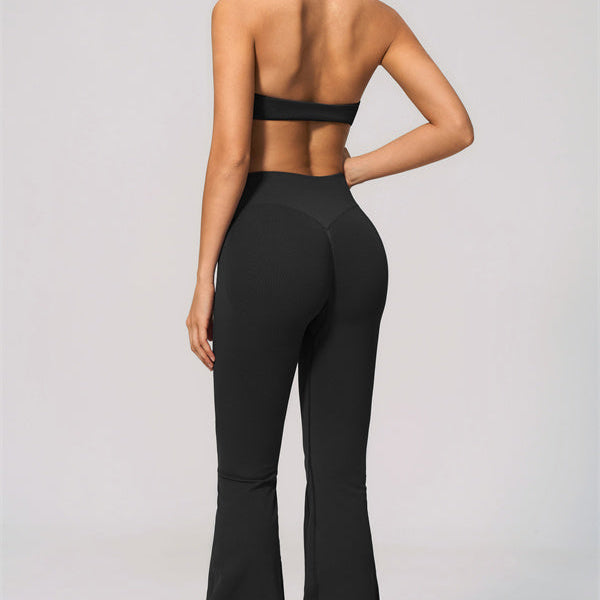The Velvetine Halter Sports Bra Flared Leggings 2-Piece Set