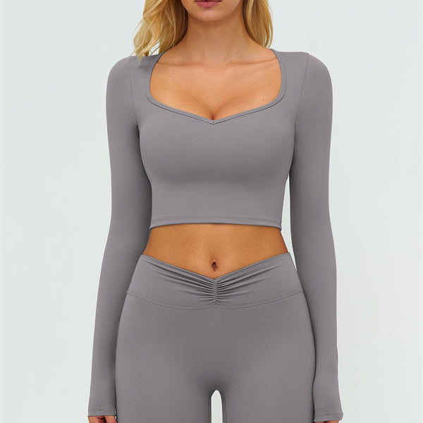 The Lushness Long Sleeve Crop Top Flared Leggings 2-Piece Set