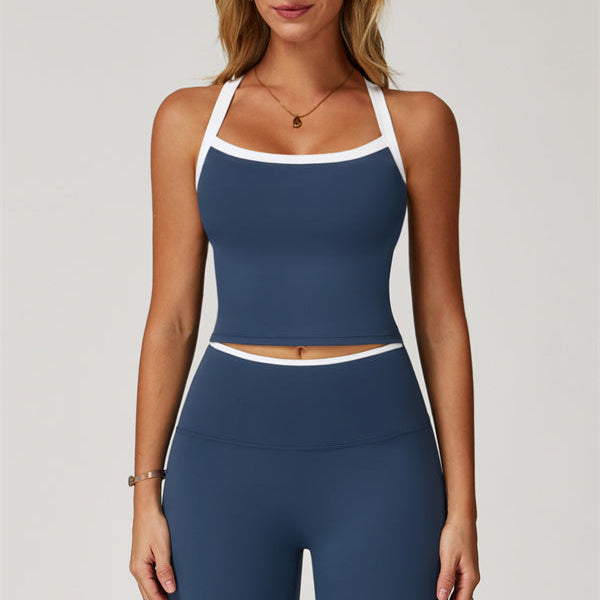 The Quest Cross Back Crop Top Flared Leggings 2-Piece Set