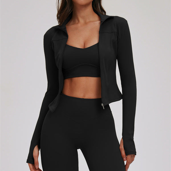 The Kinetic Zip Jacket Cross Back Sports Bra Leggings 3-Piece Set