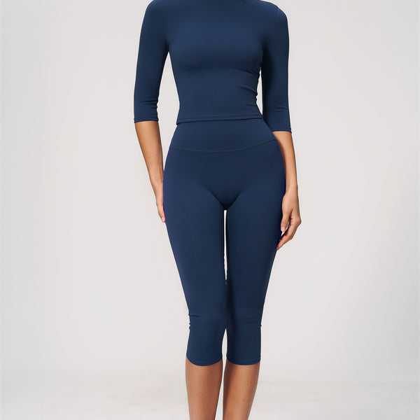 The Natalia Half-Sleeve Top Capri Leggings 2-Piece Set