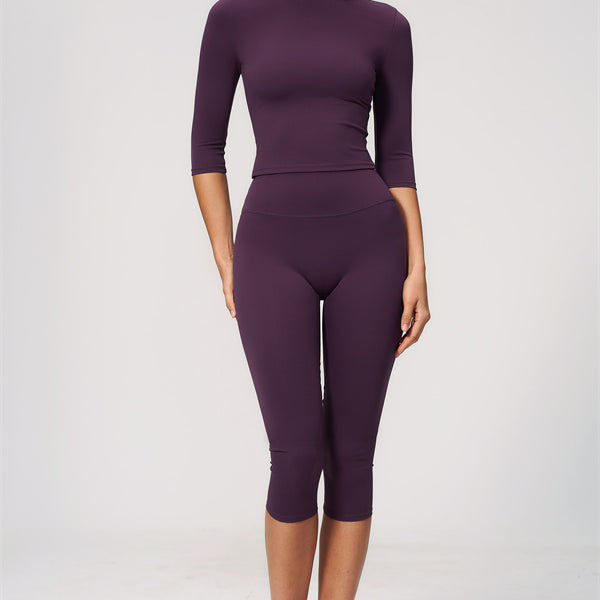 The Natalia Half-Sleeve Top Capri Leggings 2-Piece Set