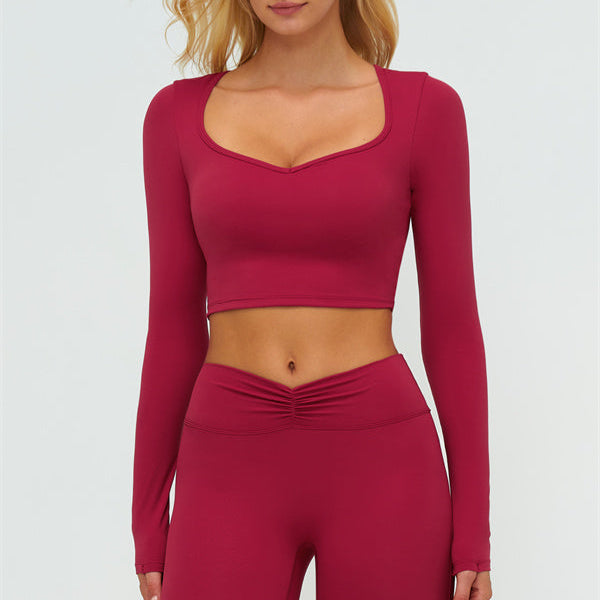 The Lushness Long Sleeve Crop Top Flared Leggings 2-Piece Set