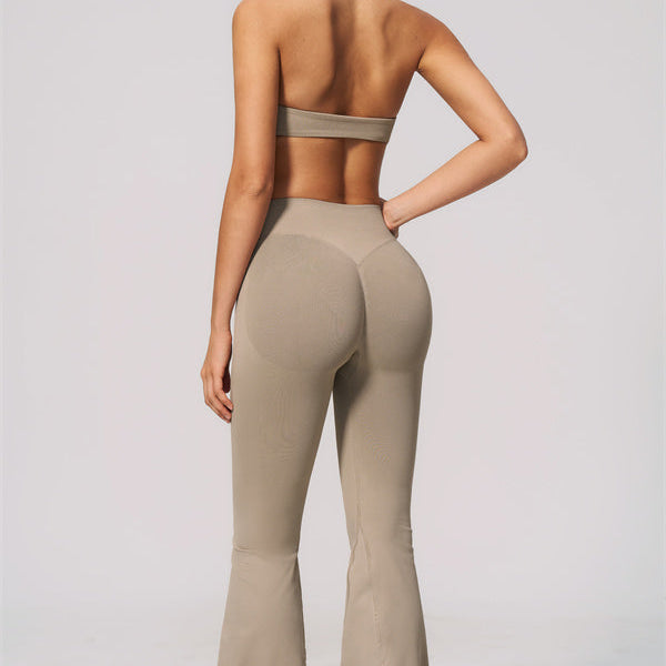 The Velvetine Halter Sports Bra Flared Leggings 2-Piece Set