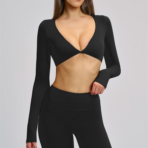 The Zestful Long Sleeve Crop Top Flared Leggings 2-Piece Set