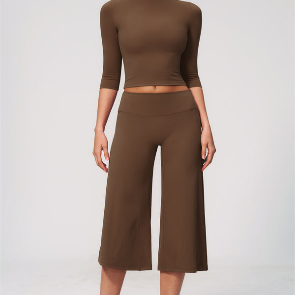 The Natalia Half-Sleeve Top Wide-Leg Crop 2-Piece Set