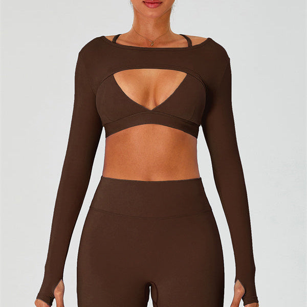 The Ember Sports Bra Crop Top Flared Leggings 3-Piece Set