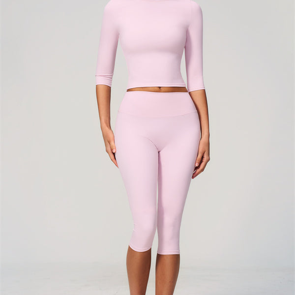 The Natalia Half-Sleeve Top Capri Leggings 2-Piece Set