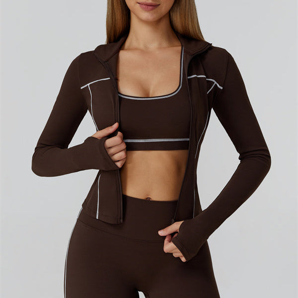 The Venus Zip Top Sports Bra Leggings 3-Piece Set