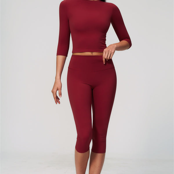 The Natalia Half-Sleeve Top Capri Leggings 2-Piece Set