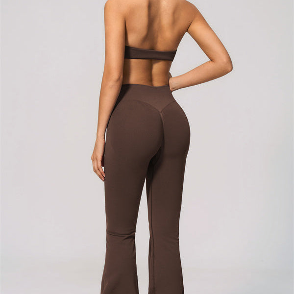 The Velvetine Halter Sports Bra Flared Leggings 2-Piece Set
