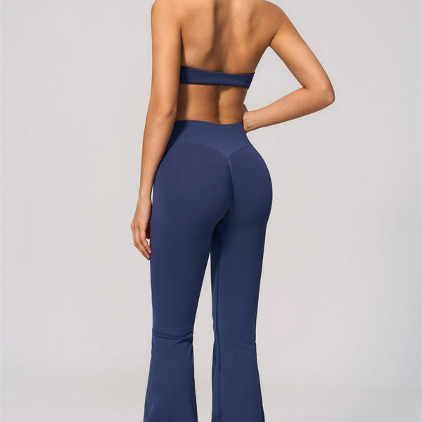 The Velvetine Halter Sports Bra Flared Leggings 2-Piece Set