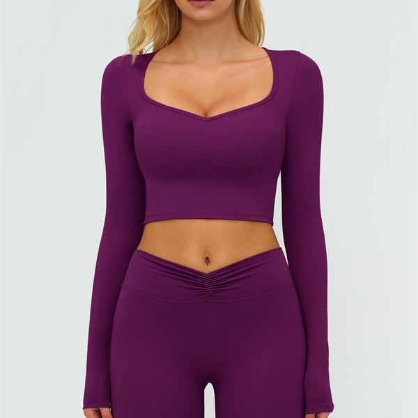 The Lushness Long Sleeve Crop Top Flared Leggings 2-Piece Set