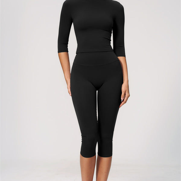 The Natalia Half-Sleeve Top Capri Leggings 2-Piece Set