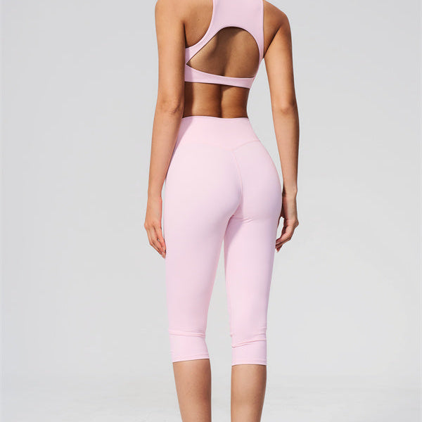 The Twirl Open Back Sports Bra Capri Leggings 2-Piece Set