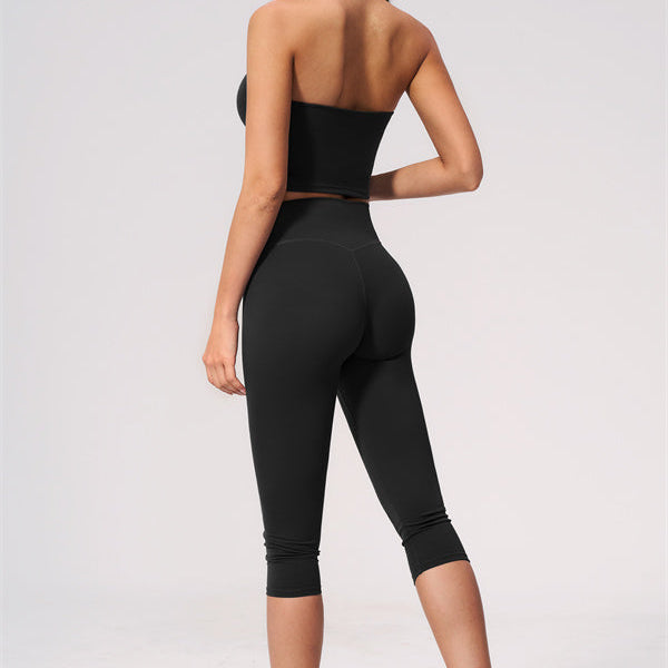 The Twirl Wide Strap Halter Crop Top Capri Leggings 2-Piece Set