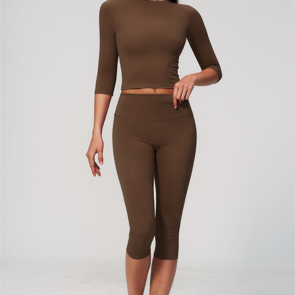 The Natalia Half-Sleeve Top Capri Leggings 2-Piece Set