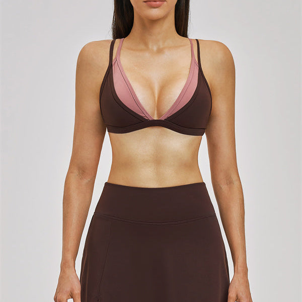 The Seraphine Layered V Sports Bra Skirt 2-Piece Set