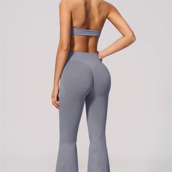 The Velvetine Halter Sports Bra Flared Leggings 2-Piece Set