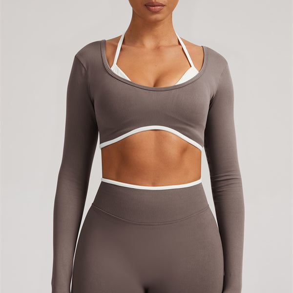 The Elevate Long Sleeve Crop top Shorts 2-Piece Set