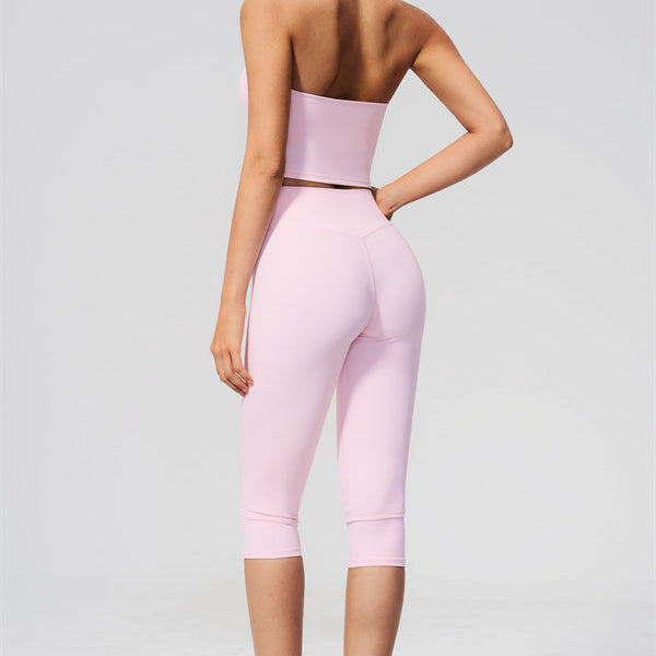 The Twirl Wide Strap Halter Crop Top Capri Leggings 2-Piece Set