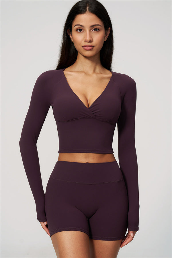 The Lox Long Sleeve Crop top Shorts 2-Piece Set