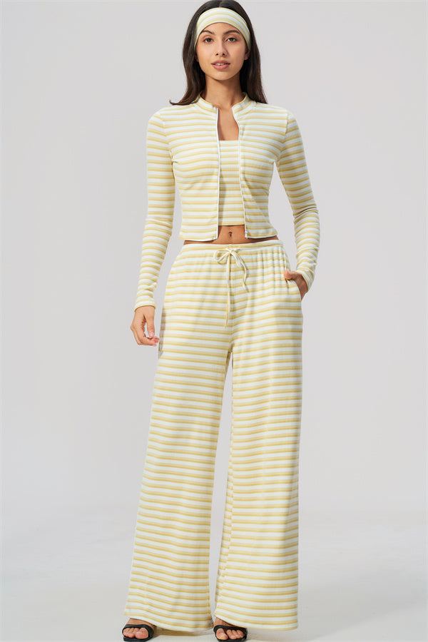 The Brilliance Jacket Tank Top Straight Leg Pants 3-Piece Set (Headband not included)