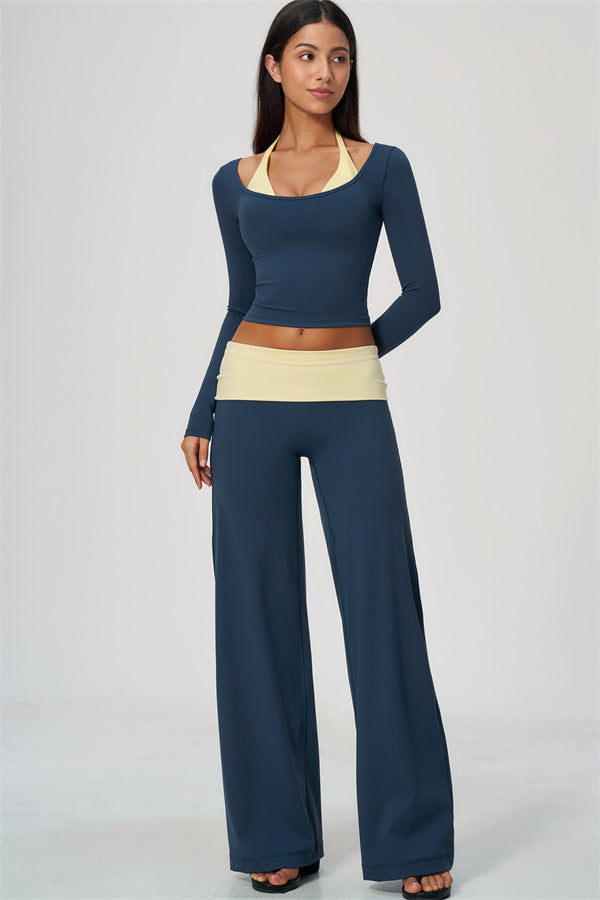 The Cascade Long Sleeve T-shirt Color-block Straight Leg Pants 2-Piece Set