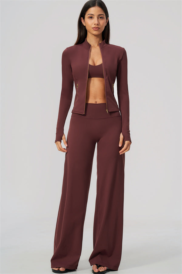 The Twirl Daring Jacket Sports Bra Straight Leg Pants 3-Piece Set
