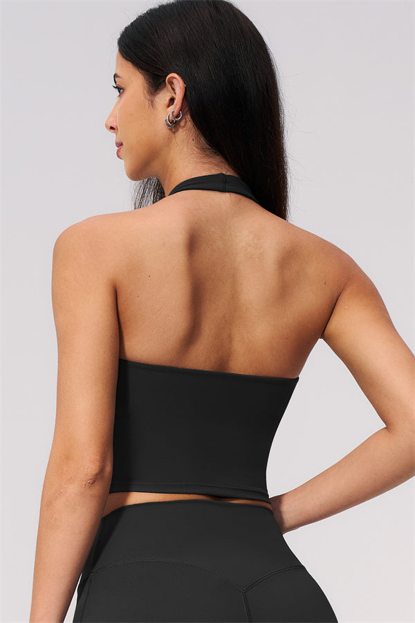 The Twirl Wide Strap Halter Crop Top