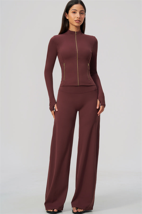 The Twirl Zip Jacket Straight Leg Pants 2-Piece Set