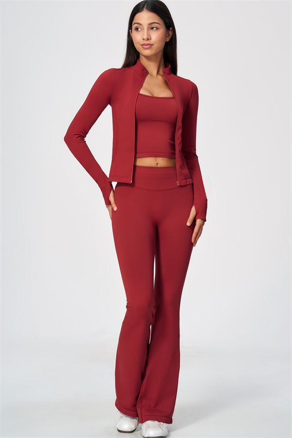 The Wanderlust Jacket Tank Top Flared Leggings 3-Piece Set