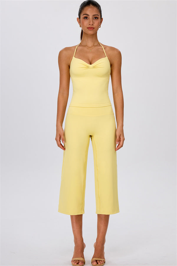 The Energize Halter Tank Top Wide Leg Crop 2-Piece Set