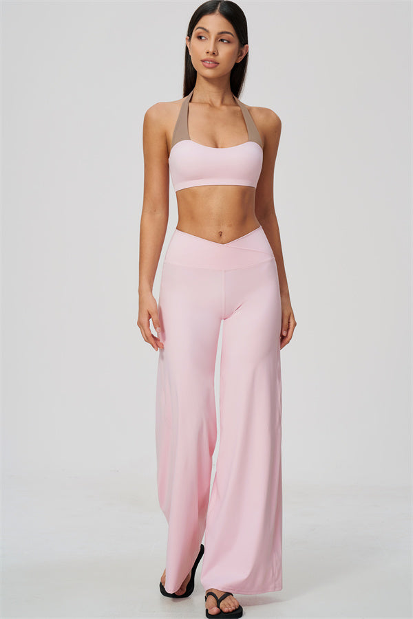 The Soiree Halter Sports Bra Straight Leg Pants 2-Piece Set