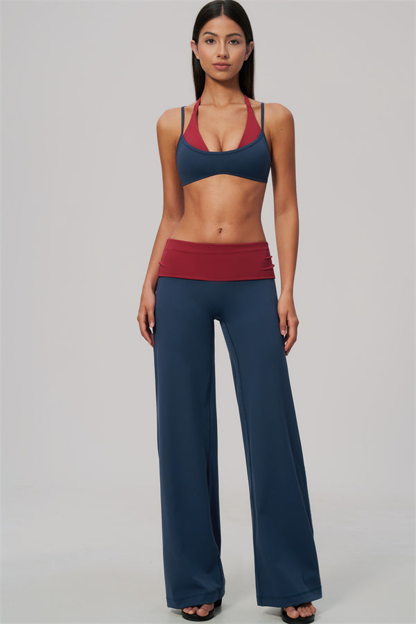 The Cascade Sports Bra Color-block Straight Leg Pants 2-Piece Set