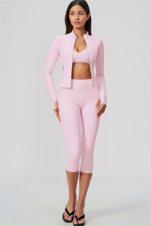 The Twirl Daring Jacket Sports Bra Capri Leggings 3-Piece Set