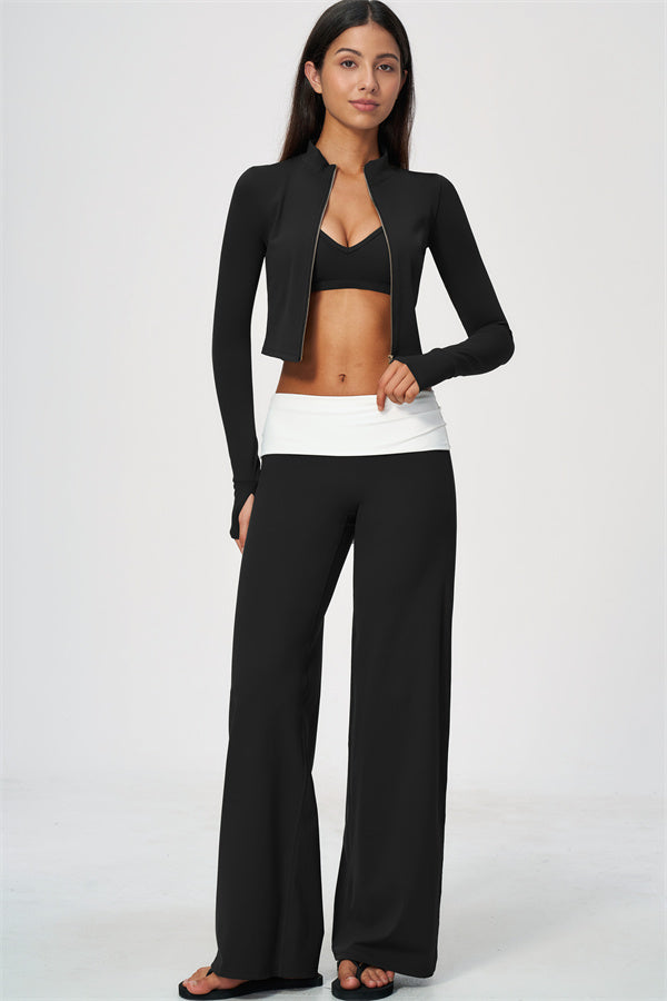 The Joyous Jacket Sports Bra Straight Leg Pants 3-Piece Set