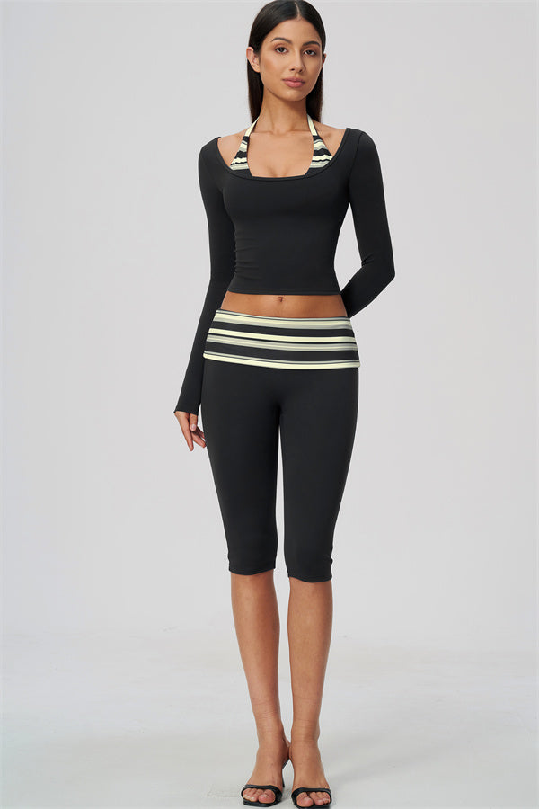 The Enliven Long Sleeve T-shirt Capri Leggings 2-Piece Set