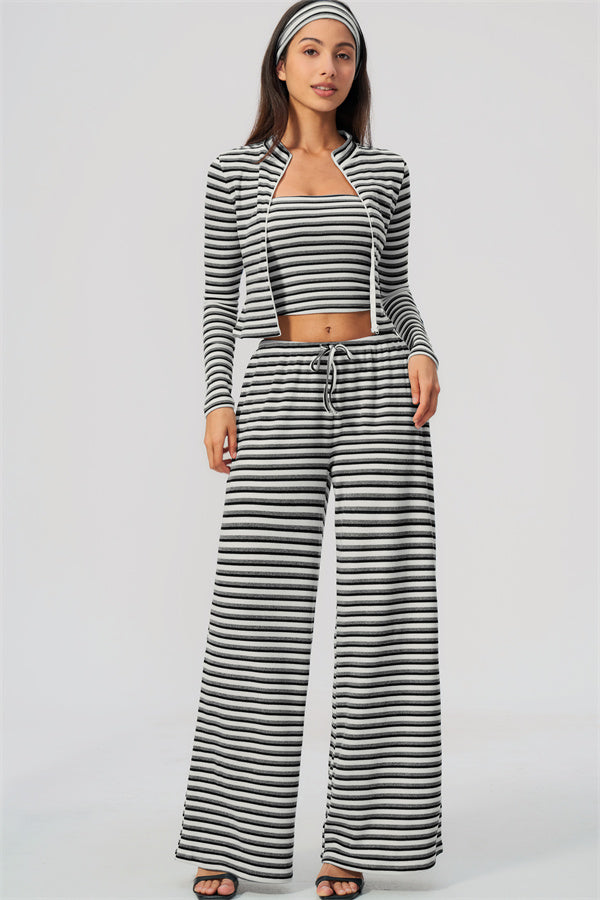 The Brilliance Jacket Tank Top Straight Leg Pants 3-Piece Set (Headband not included)