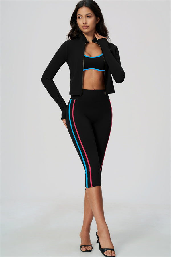 The Chisel Jacket Sports Bra Capri Leggings 3-Piece Set