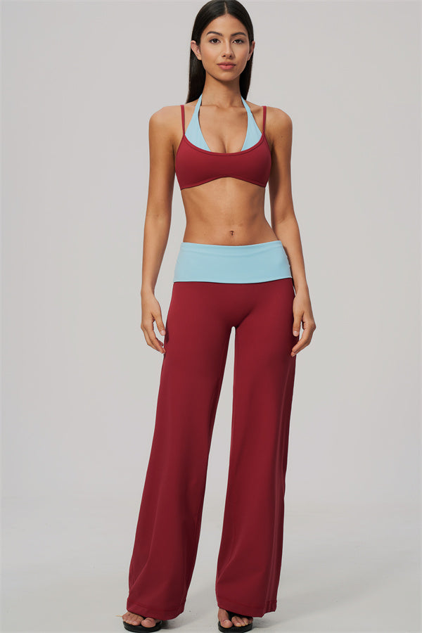 The Cascade Sports Bra Color-block Straight Leg Pants 2-Piece Set