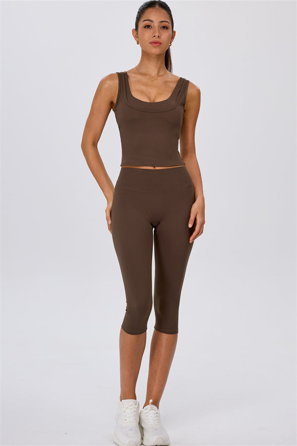 The Energize Double Strap Tank Top Capri Leggings 2-Piece Set