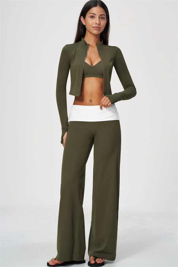 The Joyous Jacket Sports Bra Straight Leg Pants 3-Piece Set