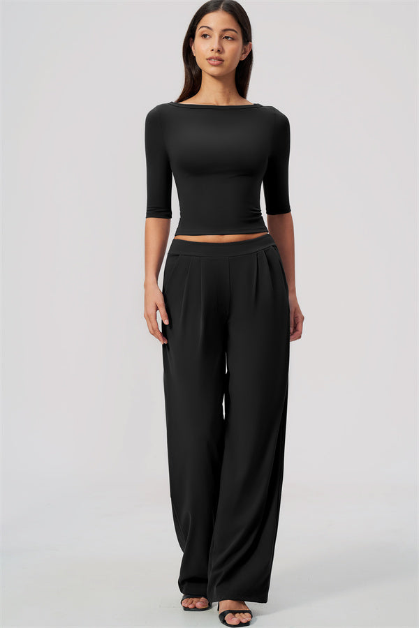 The Flow Motion Half-Sleeve T-Shirt Straight Leg Pants 2-Piece Set