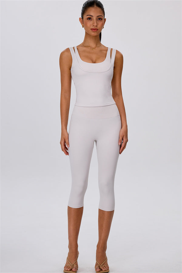 The Energize Double Strap Tank Top Capri Leggings 2-Piece Set
