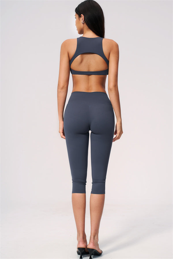 The Twirl Open Back Sports Bra Capri Leggings 2-Piece Set